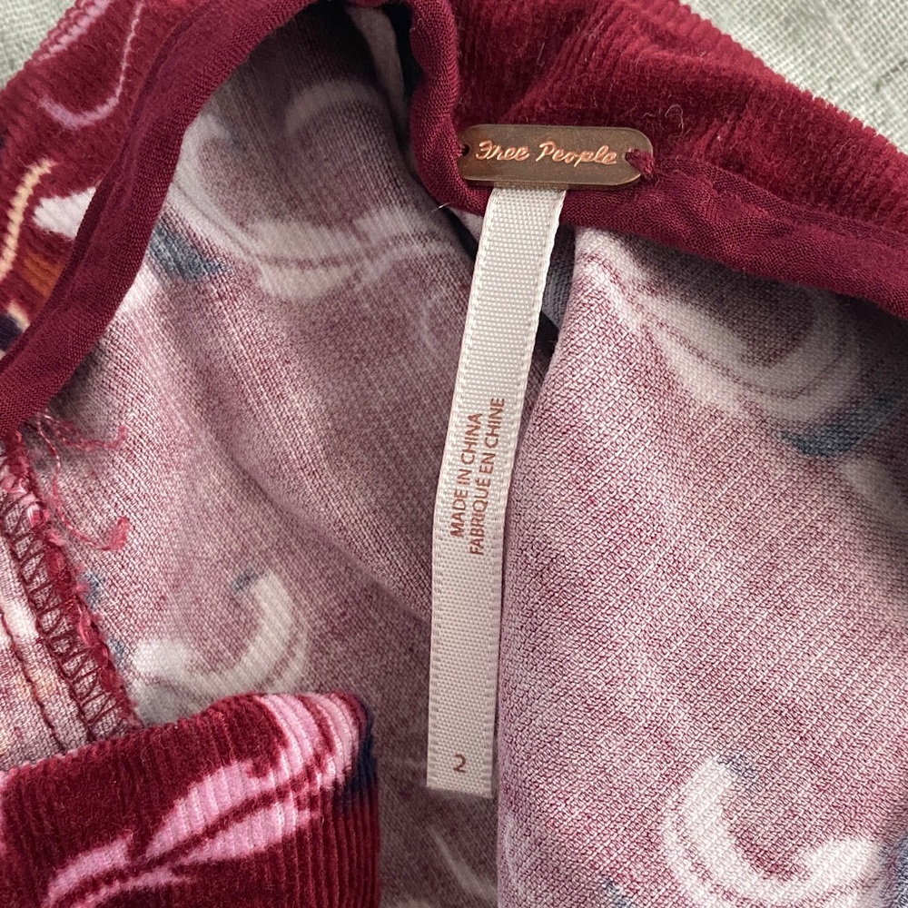 Free People Corduroy Burgundy Floral Mini Skirt - Picture 2 of 7